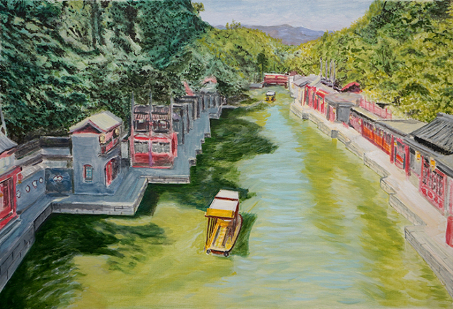 Peinture Village chinois Peinture Catherine LLLORENS ART